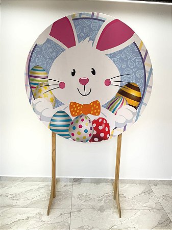 Painel Festa Redondo Pascoa 4, Estampa 3d 1,50 Diametro