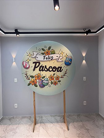 Painel Festa Redondo Pascoa 3, Estampa 3d 1,50 Diametro