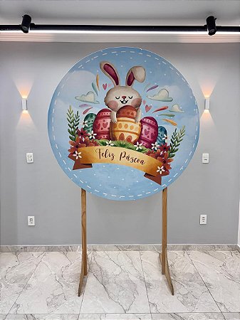 Painel Festa Redondo Pascoa 5, Estampa 3d 1,50 Diametro