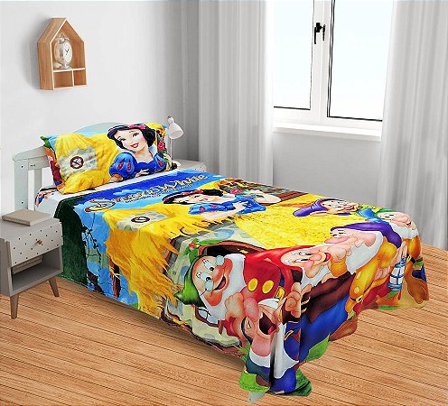 Manta E Fronha Branca de Neve Cobertor Fleece Solteiro Macio , 2pçs