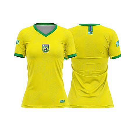 Camiseta Feminina Copa Do Mundo, Babylook Amarela Seleção Mod Torcedor