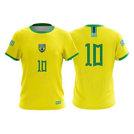 Camiseta Masculina Copa Do Mundo Infantil Amarelo Seleção Mod Jogador