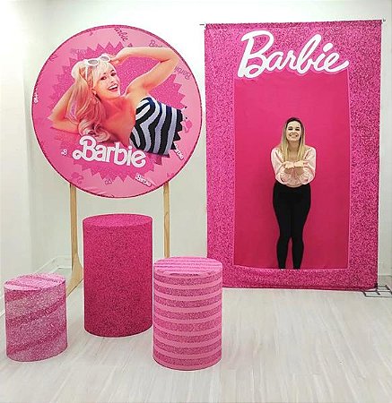 Painel Festa Retangular para Casado 1,5x2,2m Barbie Mod 3