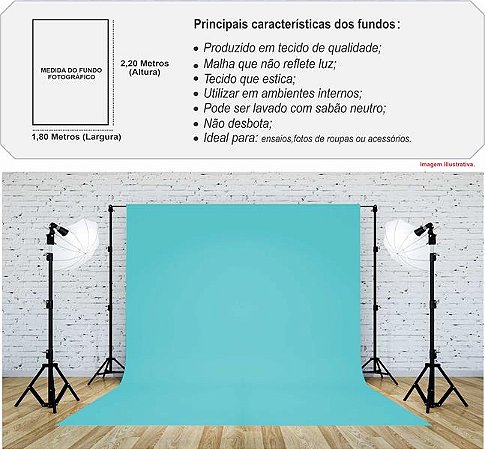 Tecido Fundo Infinito Fotográfico Chroma Key 1,78 X 2,20m - Azul Turquesa 2