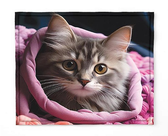 Manta, Cobertor Fleece Estampado Para Pet, Gato Mod 4