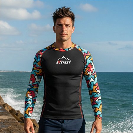 Camiseta Manga Longa Com Proteção Uv50 Verão Moda Praia Mod 3