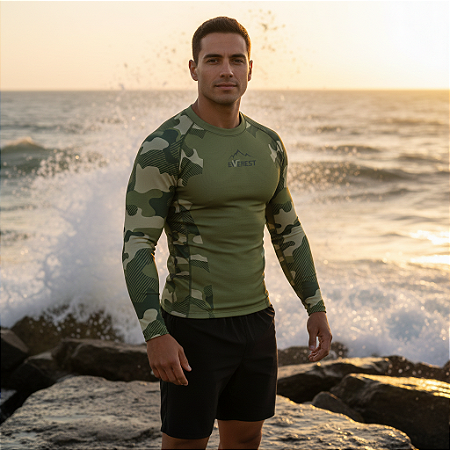 Camiseta Manga Longa Com Proteção Uv50 Verão Moda Praia Mod 9