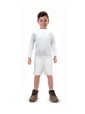 Camisa Longa Infantil Moda Praia Uv 50 Térmica Verão Branco