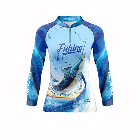 Camisa Camiseta Blusa Feminina Pesca Com Proteção Uv50 Pescaria CFP-01
