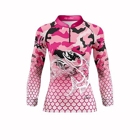 Camisa Camiseta Blusa Feminina Pesca Com Proteção Uv50 Pescaria CFP-05
