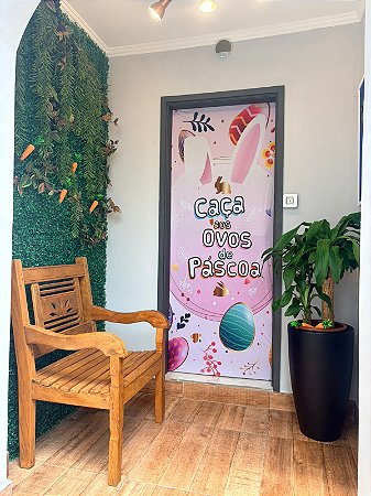 Capa Porta Decoração Festa Tecido Elástico 0,87x2,23 Pascoa