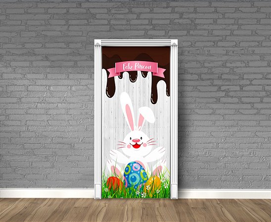 Capa Porta Para Decoração Pascoa Festa Tecido 0,87x2,23 Mod3