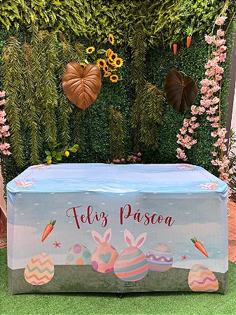 Capa De Mesa P/ Festa Sublimado Tecido Veste Fácil Páscoa 2