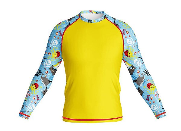 Camisa Longa Infantil Moda Praia Uv 50 Térmica Estampada Mod 4