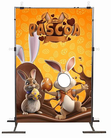 Painel Festa Retangular Interativo 1,5x2,25m Pascoa 1
