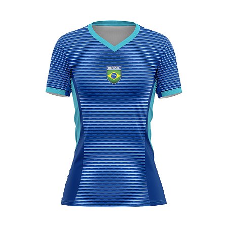 Camiseta Feminina Copa Do Mundo Babylook Azul Nova