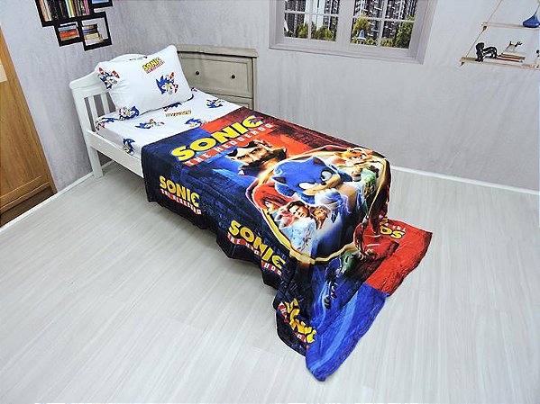 Manta Ultrasoft e Lençol De Elástico Sonic Kit 3pçs