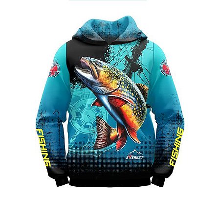 Blusa Moletom Adulto Capuz Pesca Esportiva Inverno Azul