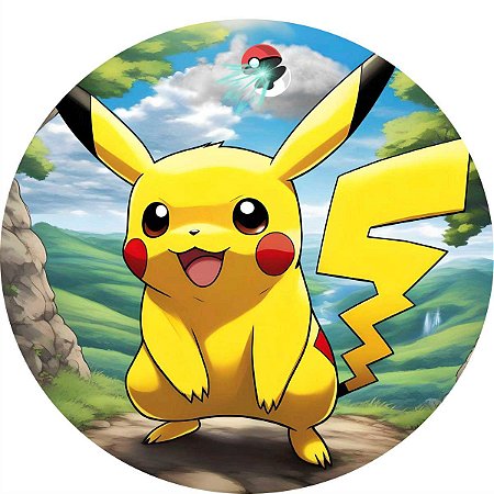 Painel Festa Redondo Pikachu Mod.1, 3d Sublimado 1,50 Dia
