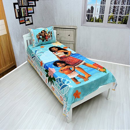 Jogo De Lençol Decorativo e Fronha Solteiro Moana 2
