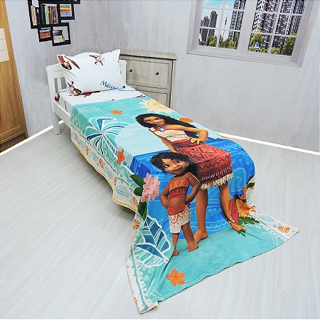 Manta Ultrasoft e Lençol De Elástico Moana  Kit 3pçs Mod.2