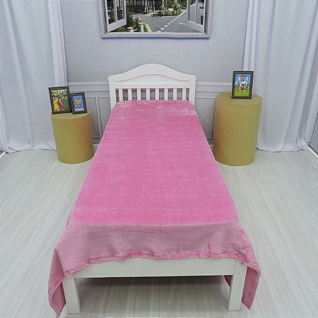 Manta Fleece Pink Solteiro Lisa Inverno Macia e Confortável