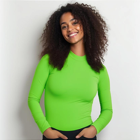 Camiseta Feminina Manga Longa Uv50 Inverno/verão Verde Neon