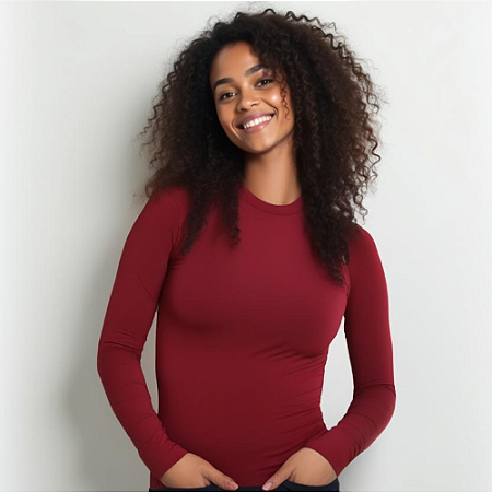 Camiseta Feminina Manga Longa Uv50 Inverno/verão Vinho