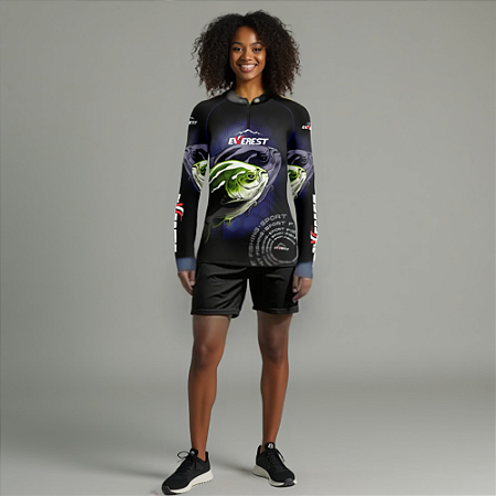 Camisa Pesca Feminina Uv50+ Tecido Leve E Fresco Azul