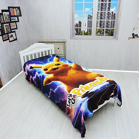Manta Cobertor Pikachu Solteiro Ultrasoft Macia Infantil 1