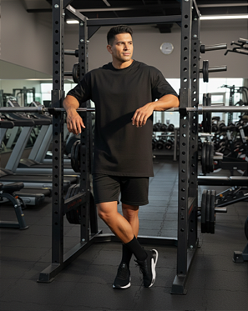 Camiseta Oversize Preta Masculina Lisa Algodão