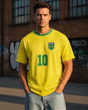 Camiseta Masculina Brasil Dry Fit Premium Estampa DTF