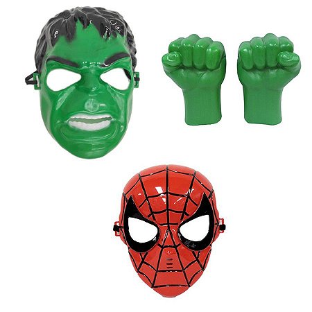 AVENGERS MÁSCARA HOMEM ARANHA E HULK COM LUVAS