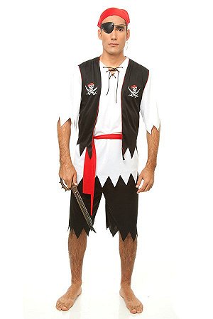 Fantasia Masculina de Pirata Valores Várzea do Palácio - Fantasia Masculina  Halloween - EUREKA