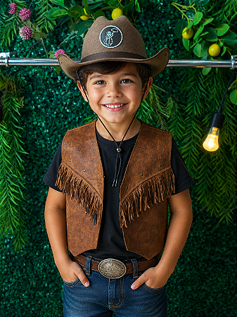 Colete Country Infantil Unissex Marrom Festa Rodeio