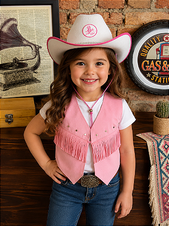 Colete Country Rosa Infantil Cowboy Rodeio