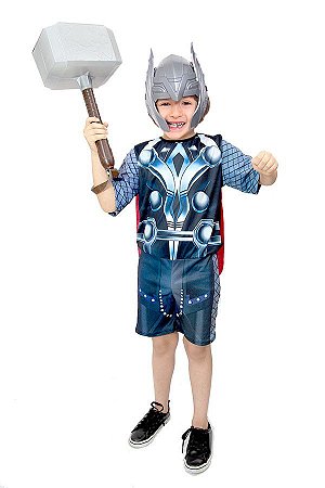 Fantasia Thor Ragnarok Infantil com Martelo Vingadores Avengers
