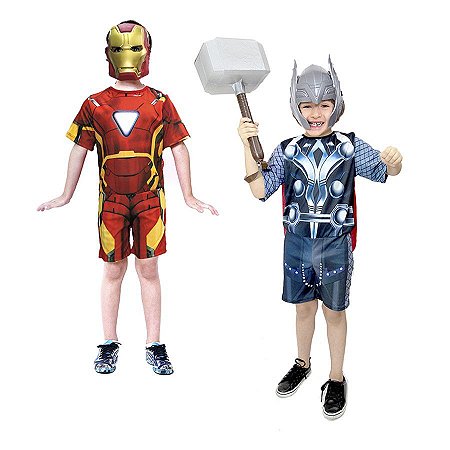 Fantasia H.de Ferro e Thor com Martelo Vingadores Avengers
