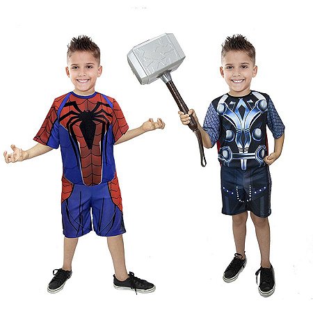 Fantasia Thor C/ Martelo Homem Aranha Meninos Infantil