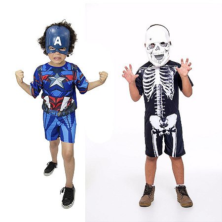 Fantasia Homem Aranha E Esqueleto Halloween Infantil - Loja