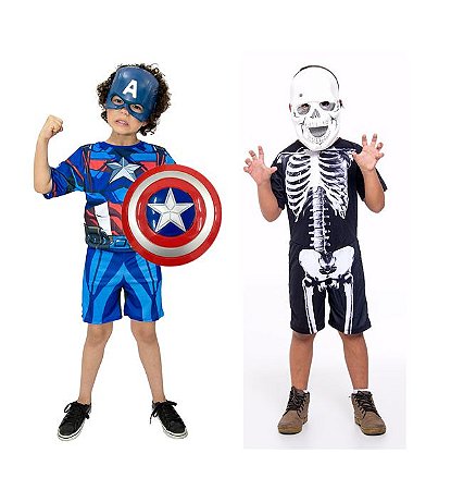 Fantasia Capitão America E Esqueleto Halloween Infantil - Loja