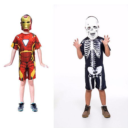 Fantasia Homem De Ferro E Esqueleto Halloween Infantil - Loja