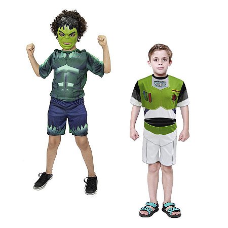 Fantasia Hulk Avengers C/ Mascara E Buzz Lightyer Infantil