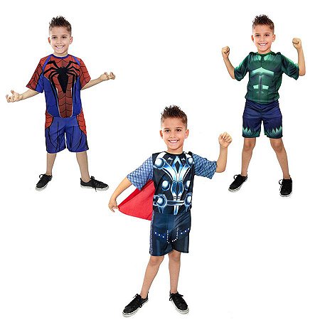 Fantasias Homem Aranha Thor Ragnarok E Hulk S/ Mascara Inf