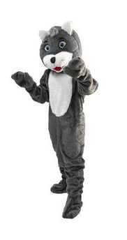 MASCOTE GATO CINZA PELÚCIA