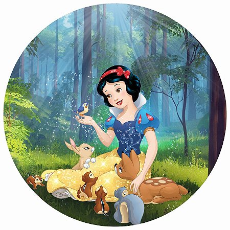 Painel Festa Redondo Branca de Neve 3d princesas 1,50M