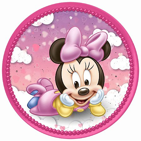 Painel Festa Redondo 3d baby minnie disney Sublimação 1,50M