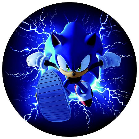 Painel Festa Redondo 3d Sonic Digital Sublimado 1,50M