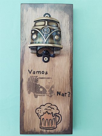 Abridor de Garrafas Rustico (para geladeira): Tema Kombi