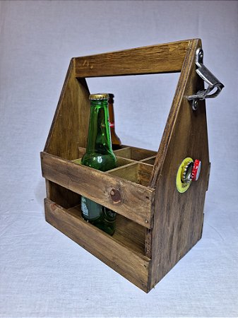 Caixa  Envelhecida para  Cerveja  long neck - Com Abridor e ímã